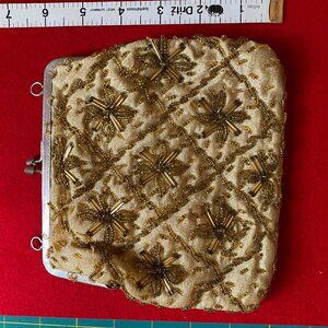 gold bead clutch purse